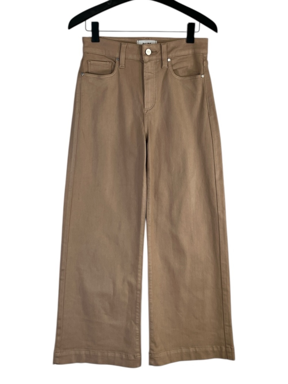 Paige Anessa Coated Wide Leg Jean size 26 in French Latte - Picture 3 of 8